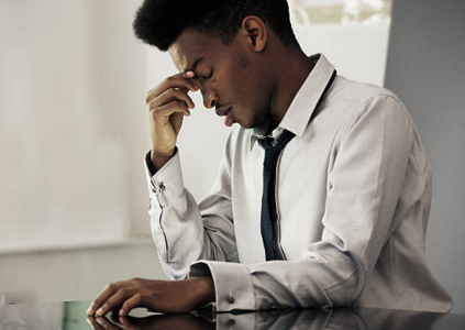 Image result for black man stressed at work